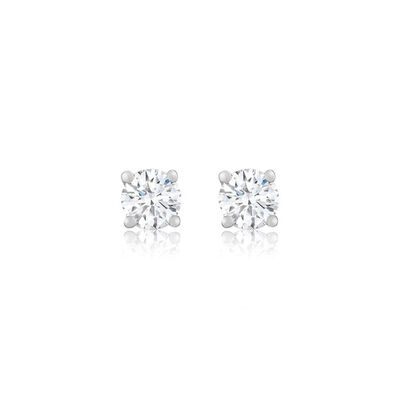Lab Grown 1ct. Diamond Classic Round Solitaire Stud Earrings in 14k White Gold