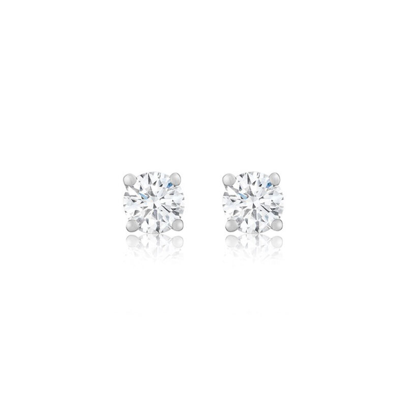 Lab-Grown Classic Round Brilliant 1ct. Diamond Solitaire Stud Earrings in White Gold image number null