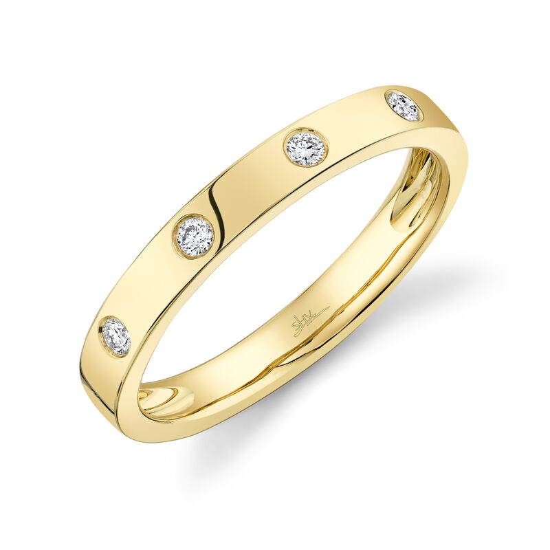 Shy Creation Bezel-Set Diamond Stackable Ring in 14k Yellow Gold image number null