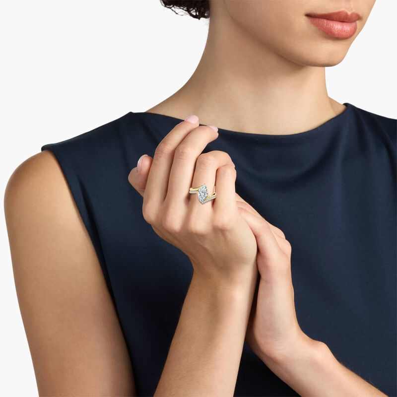 Marquise Lab Grown Diamond 3 1/4ctw. Double Row Bypass Engagement Ring in 14k Yellow Gold image number null