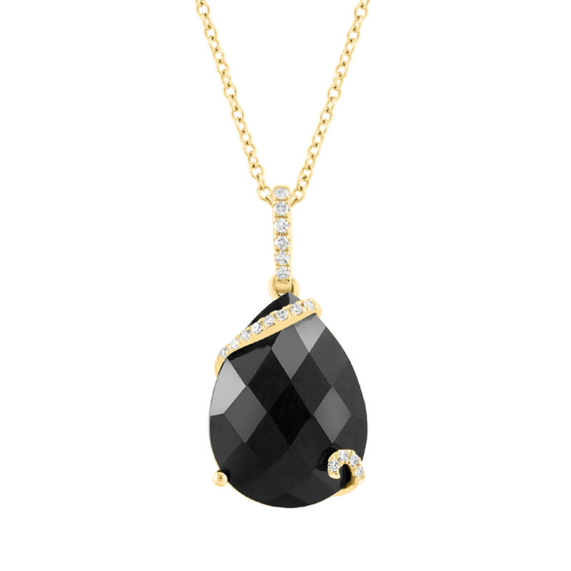 EFFY Black Onyx & Diamond Pendant in 14k Yellow Gold image number null