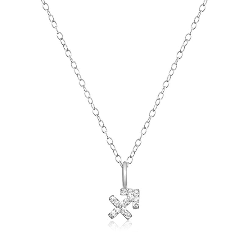 Lab Grown Diamond Sagittarius Constellation Pendant Necklace in Sterling Silver image number null