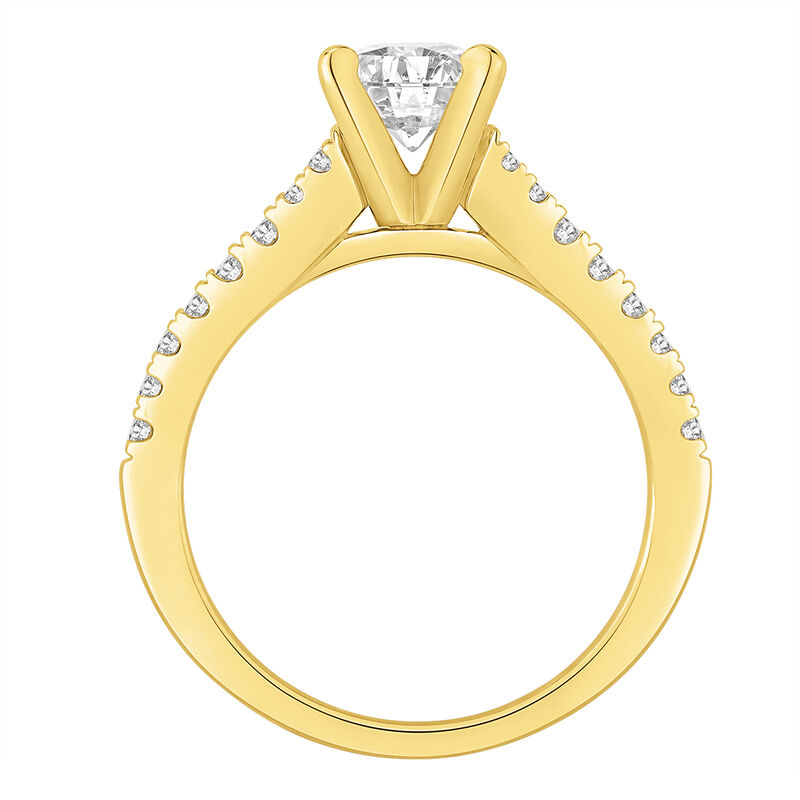 Oval-Cut Lab Grown 1 1/4ctw. Diamond Split Shank Cathedral Engagement Ring in 14k Yellow Gold image number null