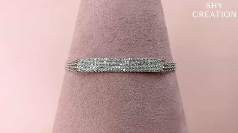 Shy Creation 3/8ctw. Diamond Pave ID Fashion Bracelet in 14k White Gold SC55004406 image number null