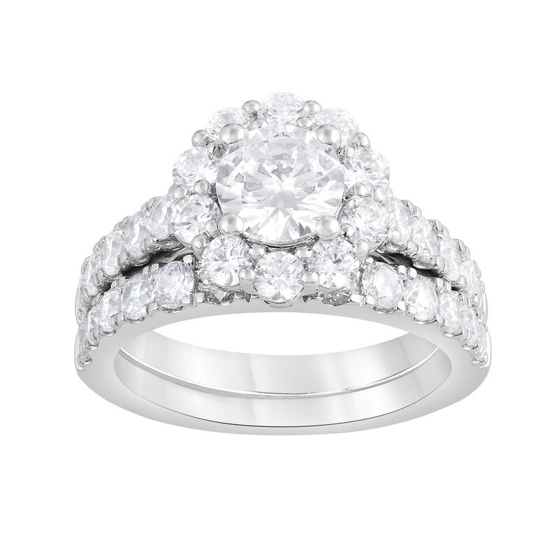 Jenna. Lab Grown Brilliant-Cut 2ctw. Halo Bridal Set in 14k White Gold image number null