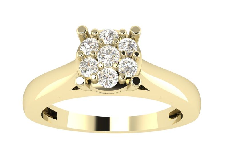 Brilliant-Cut 0.15ctw. Diamond Halo Promise Ring in 10k Yellow Gold