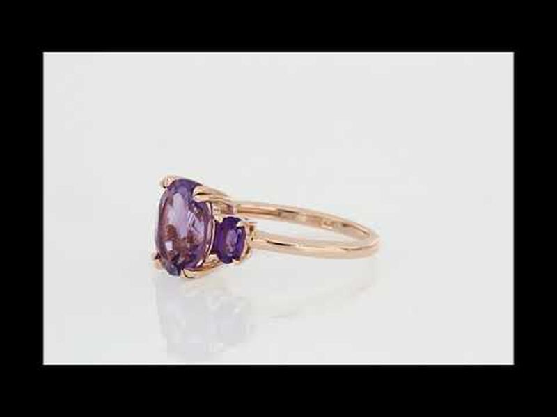Amethyst 3-Stone Ring in 14k Rose Gold  image number null