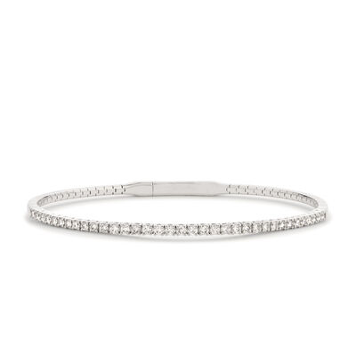 Brilliant-Cut 1ctw. Diamond Flex Bangle in 14k White Gold