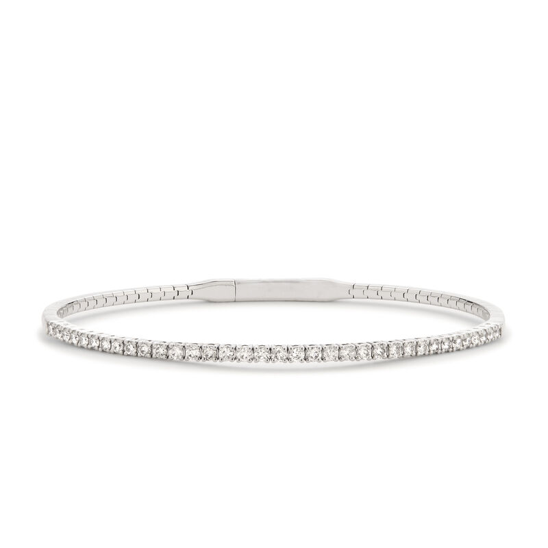 Brilliant-Cut 1ctw. Diamond Flex Bangle in 14k White Gold image number null