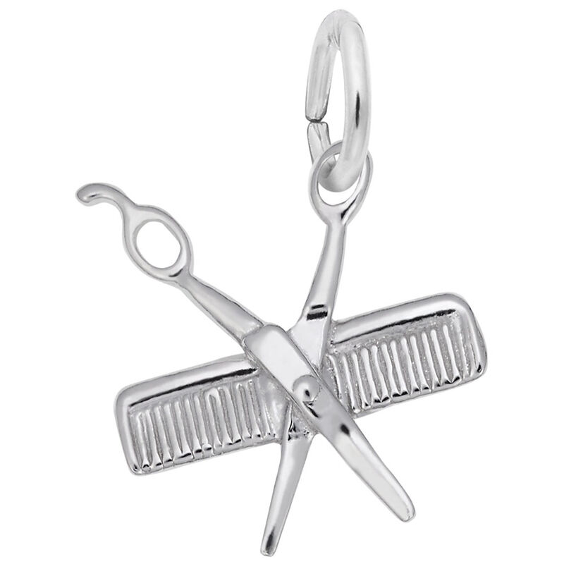 Comb & Scissors Sterling Silver Charm image number null