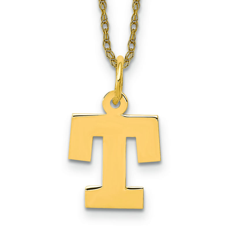 Small Block T Initial Necklace in 14k Yellow Gold image number null