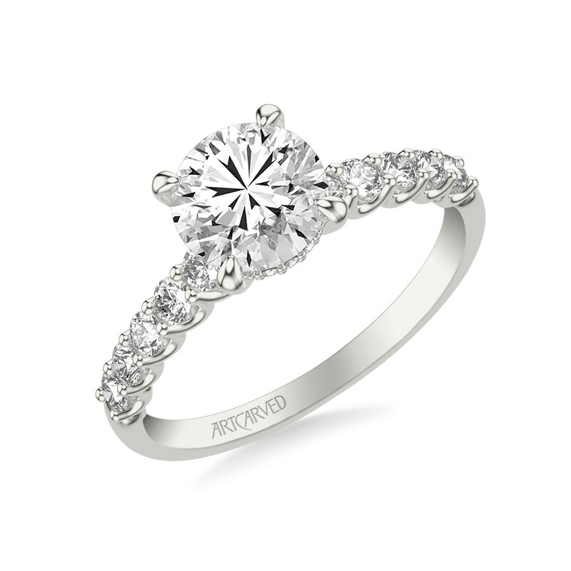 Faye. Artcarved Diamond Classic Semi-Mount in 14k White Gold image number null