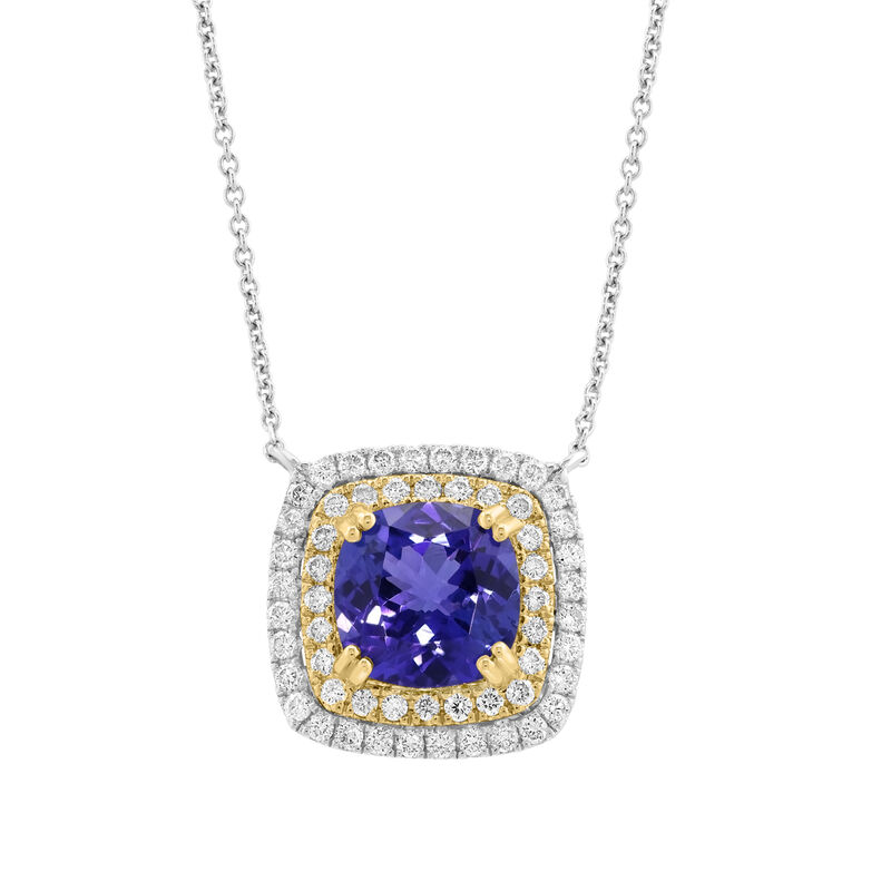 EFFY Cushion-Cut Tanzanite & Diamond Pendant in 14k White Gold image number null