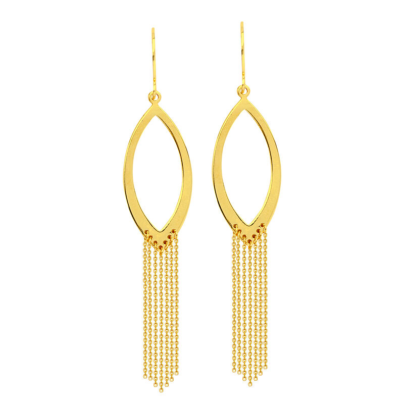 Marquise Drape Cable Chain Fish Hook Earrings in 14K Yellow Gold image number null