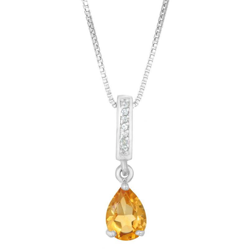 Pear Shaped Citrine & White Topaz Pendant in Sterling Silver image number null