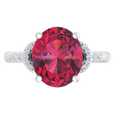 Martha Stewart Oval Ruby and Lab Grown Diamond Ring in Sterling Silver