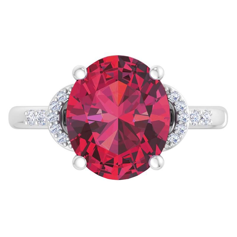 Martha Stewart Oval Ruby and Lab Grown Diamond Ring in Sterling Silver image number null