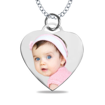 Small Heart Photo Pendant in Sterling Silver
