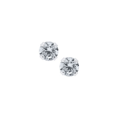 Baby & Children's 4mm Crystal Round Screw Back Earrings in Sterling Silver