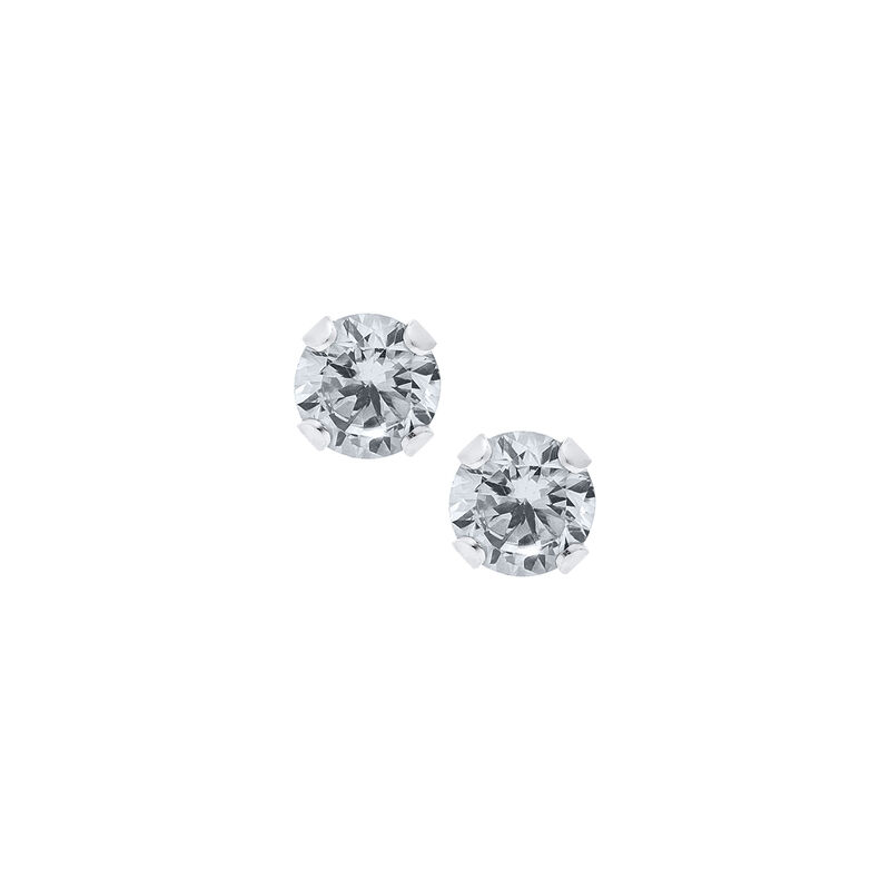 Baby/Children's 4mm Crystal Round Screw Back Earrings in Sterling Silver image number null
