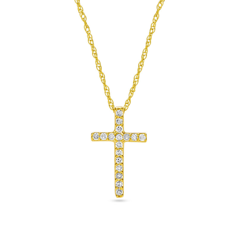 Diamond Cross Pendant in 14k Yellow Gold image number null