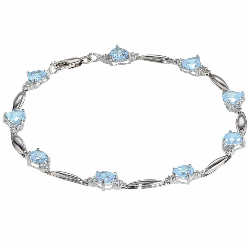 Aquamarine Heart Bracelet in Sterling Silver image number null