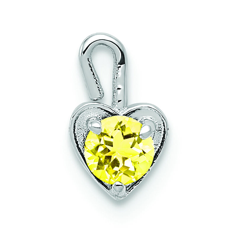 November Synthetic Birthstone Heart Charm in 14k White Gold image number null