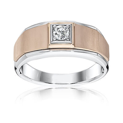 Men's 1/4ct. Diamond Solitaire Ring in 10k White & Rose Gold