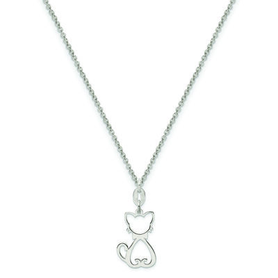 Cat Charm Necklace in Sterling Silver