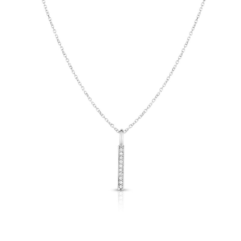 Diamond Vertical Bar Necklace in 14k White Gold