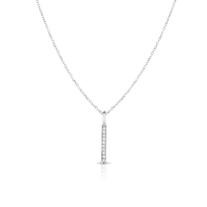Diamond Vertical Bar Necklace in 14k White Gold image number null