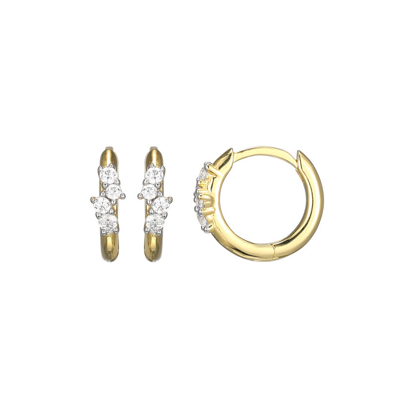 Lab Grown Diamond Huggie Earrings in Gold Plated Sterling Silver image number null