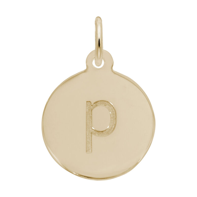 Lower Case Block P Initial Charm in Gold Plated Sterling Silver image number null