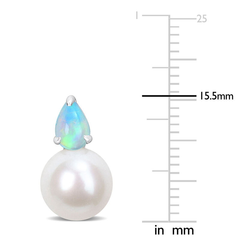 Ethiopian Opal & Freshwater Cultured Pearl Stud Earrings in Sterling Silver image number null