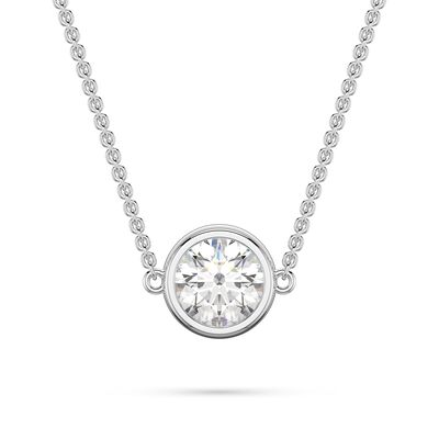 Brilliant-Cut 7/8ctw. Lab Grown Diamond Bezel Pendant in 14k White Gold