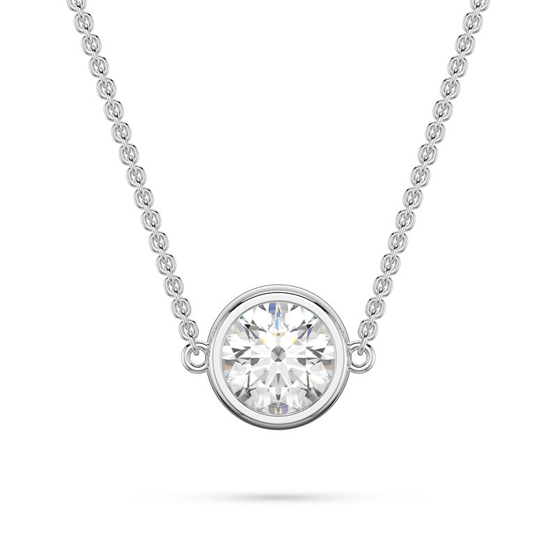 Brilliant-Cut 7/8ctw. Lab Grown Diamond Bezel Pendant in 14k White Gold image number null