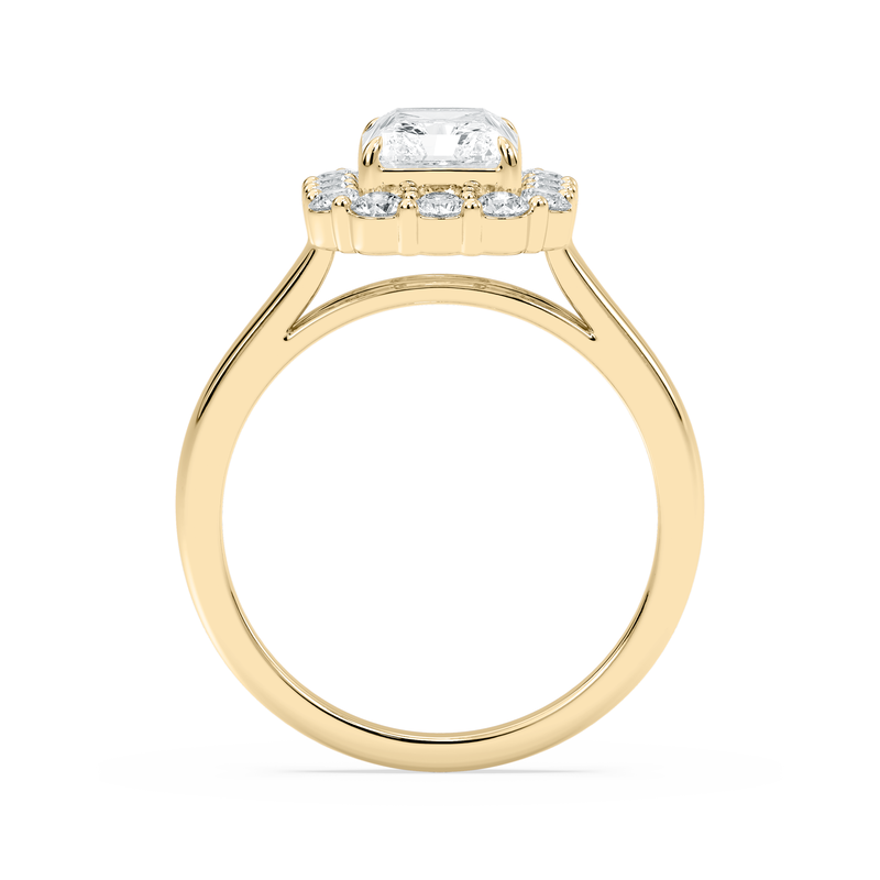 Radiant Lab Grown Diamond 2 1/2ctw. Halo Engagement Ring in 14k Yellow Gold image number null