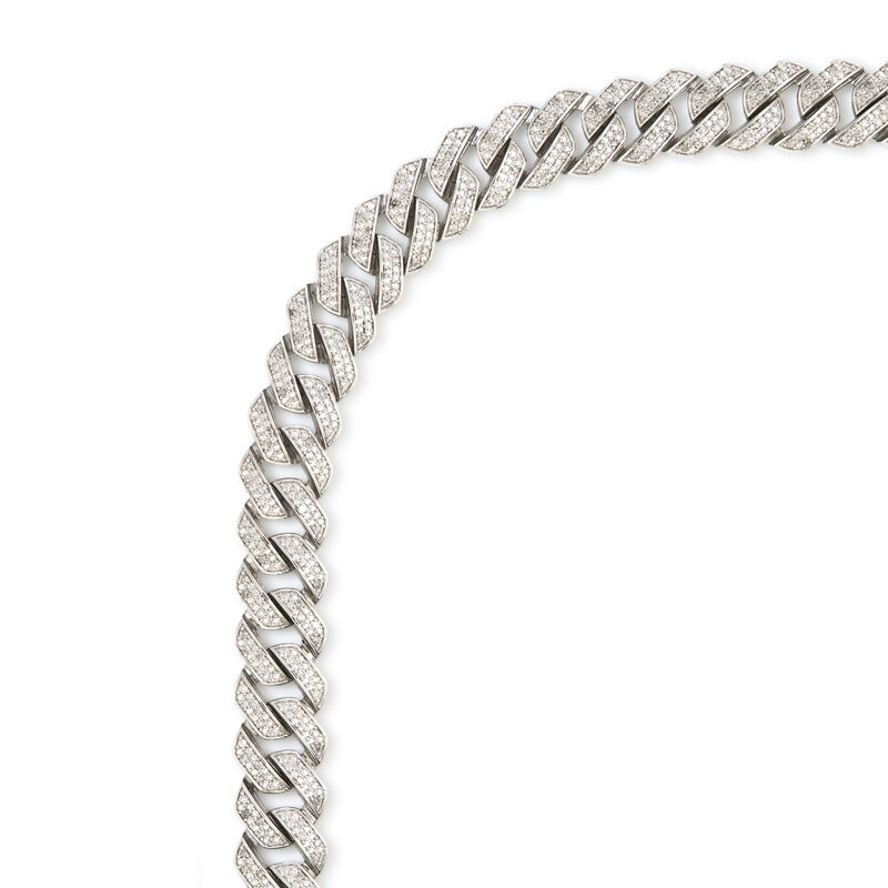 Brilliant-Cut 1ctw. Diamond Cuban Link 8mm Bracelet in Sterling Silver image number null