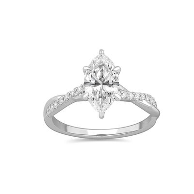 Marquise-Cut Lab Grown 1 5/8ctw. Diamond Twist Engagement Ring in 14k White Gold