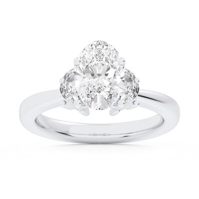 Oval-Cut Lab Grown 2 3/8ctw. Diamond Three-Stone Engagement Ring in 14k White Gold
