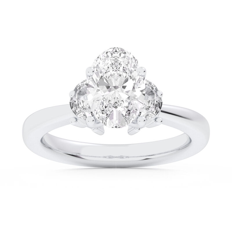 Oval-Cut Lab Grown 2 3/8ctw. Diamond Three-Stone Engagement Ring in 14k White Gold image number null