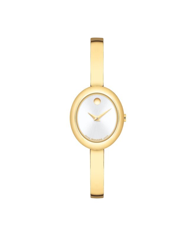 Movado Ladies' Museum Bangle Oval Dial Yellow Gold-Tone Stainless Steel 26mm Watch 0608072 image number null