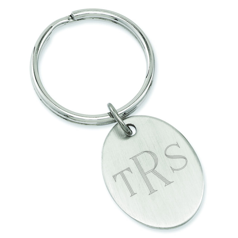 Rhodium-plated Kelly Waters Satin Oval Key Ring image number null