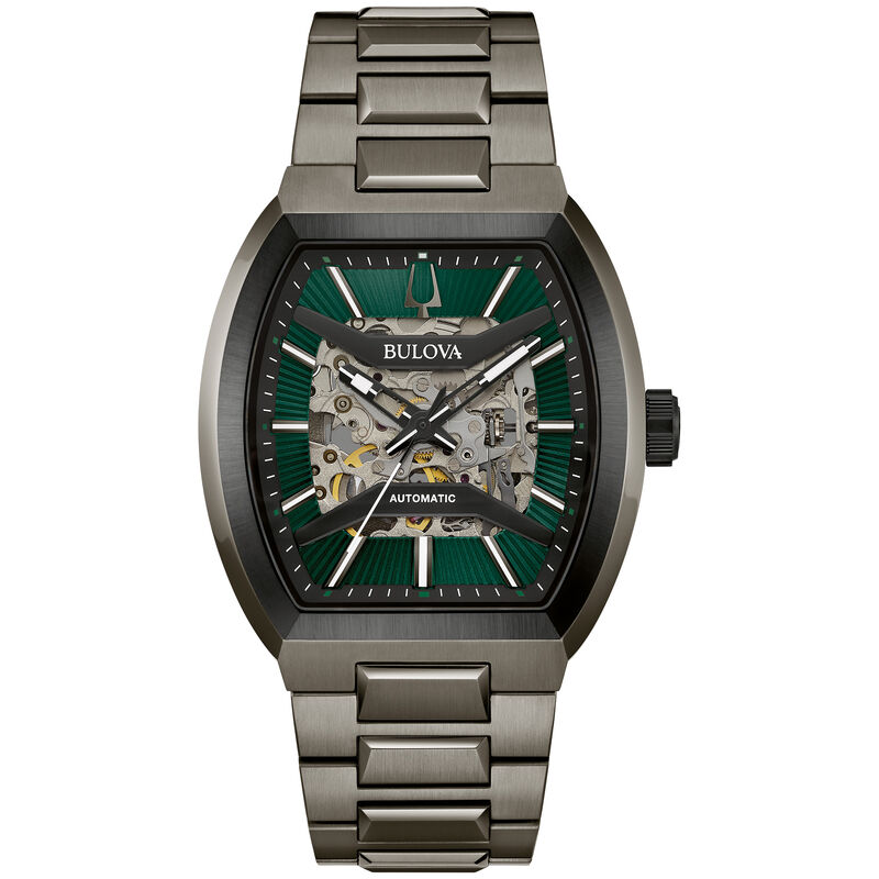 Bulova Men's Maquina Automatic Green Dial Stainless Steel Watch 98A321 image number null