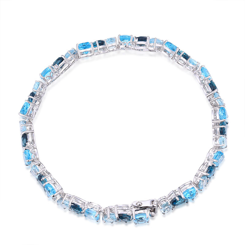Blue Topaz Created White Sapphire Multi-Stone Bracelet in Sterling Silver image number null