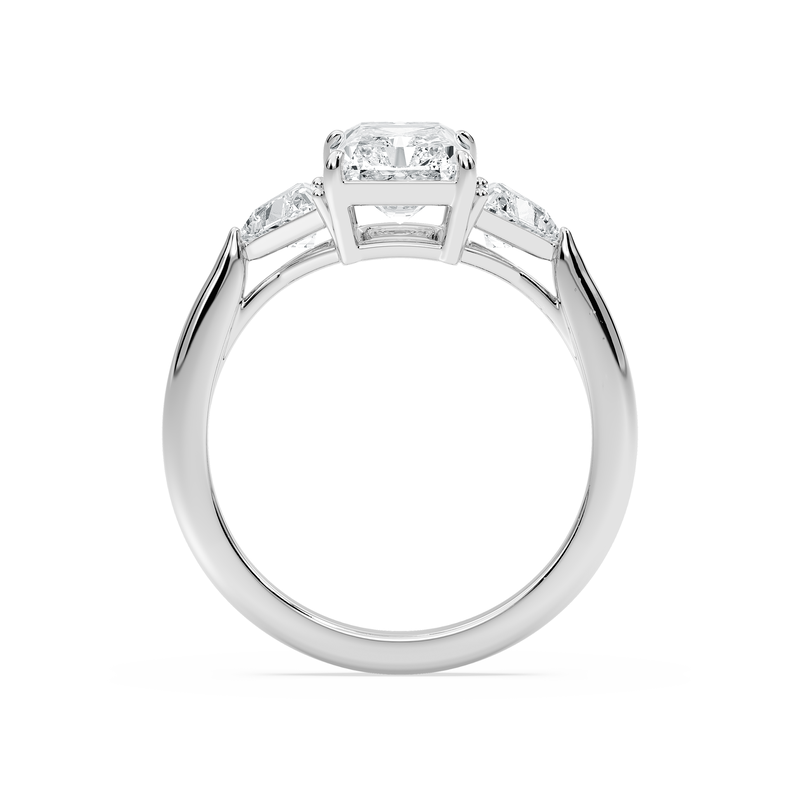 Radiant Lab Grown Diamond 2 1/2ctw. Three Stone Engagement Ring in 14k White Gold image number null