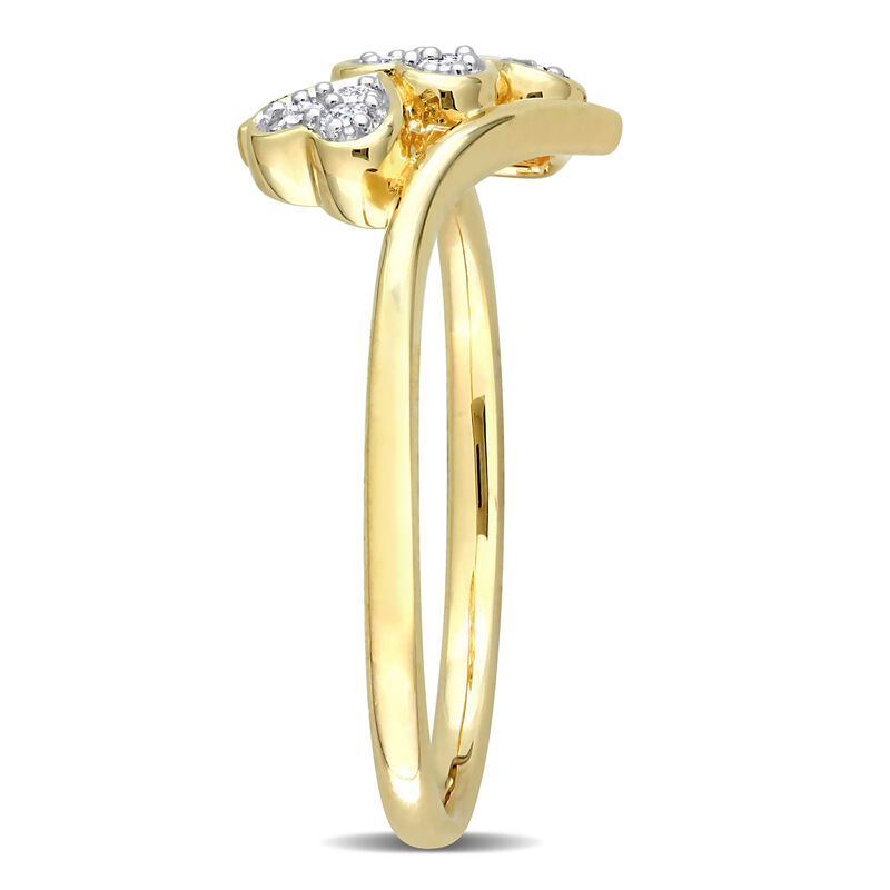 Diamond Triple Heart Ring in Yellow Gold Plated Sterling Silver image number null