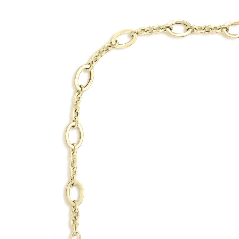 Polished Alternaring Oval & Round Link Bracelet in 14k Yellow Gold image number null
