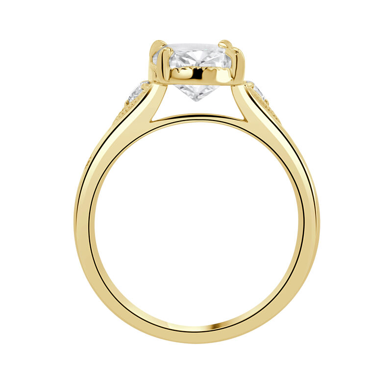 Old Mine Elongated Cushion Lab Grown Diamond 3 1/8ctw. Bezel Set Engagement Ring in 14k Yellow Gold image number null
