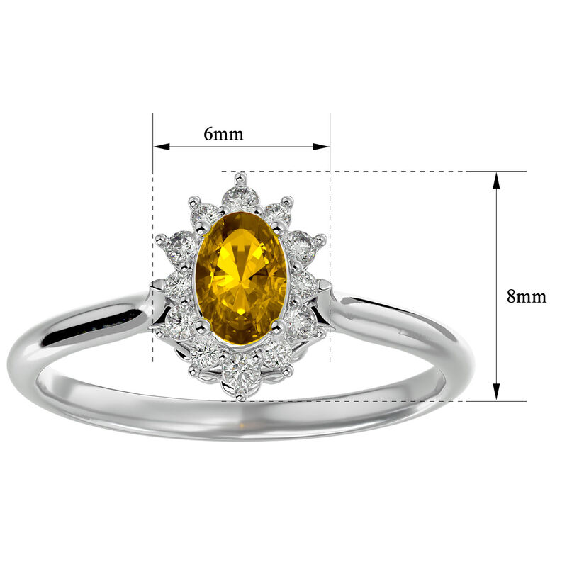Oval-Cut Citrine & Diamond Halo Ring in Sterling Silver image number null